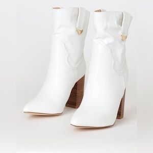 Taryne White Pointed-Toe Booties